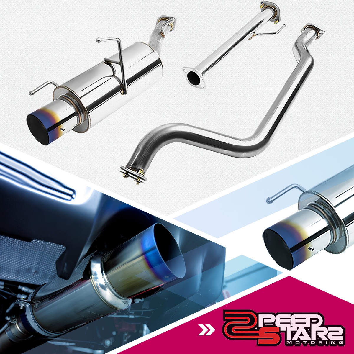 Speed Daddy Bolt-On Stainless Catback Exhaust For Nissan Sentra SER Spec V B15 - 4" Rolled Tip, T-304 Polished