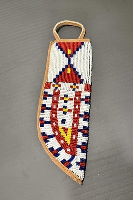 Native American Sioux Style Indian Beaded Knife cover Leather Knife Sheath