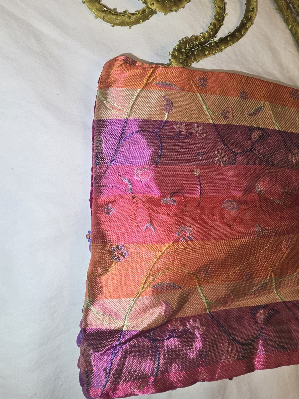 OOAK Funky Boho Patchwork Multicolor Silk Bead Fr… - image 12