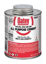 Oatey Clear All-Purpose Cement For ABS CPVC And PVC 16oz Can 6" Pressure