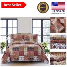 Autumn-Inspired Red Riches 3-Piece Quilt Set - Queen Size for Elegant Bedrooms