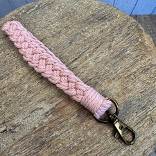 Pink Wristlet Purse Strap Macrame Pink  Bag Charm Keychain Accessory NEW