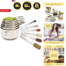 Measuring Cups and Spoons Set 12 Pcs Stainless Steel Kitchen Tools Dry Liquid