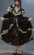 Midnight Rose Gothic Lace Dress Curella Black White Size M Medium