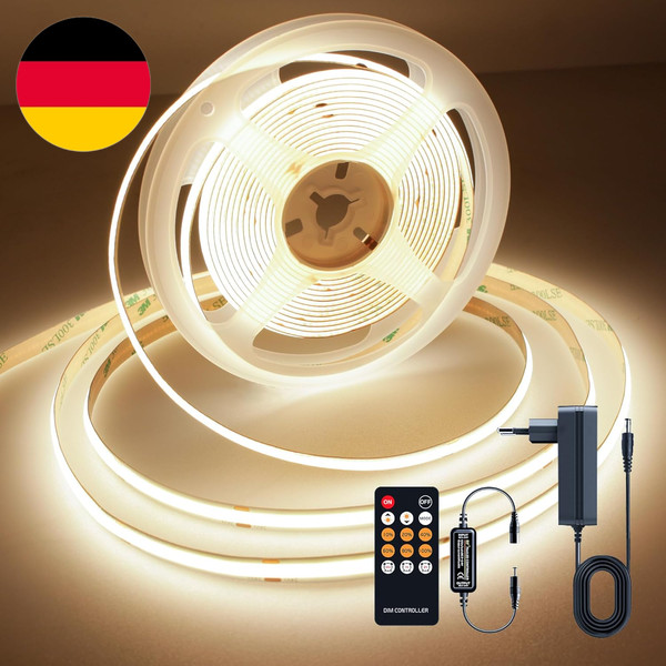 Ttway Cob Led Streifen 5M, Dimmbare Led Strip Warmweiss 3000K, 24V Led Streifen-image