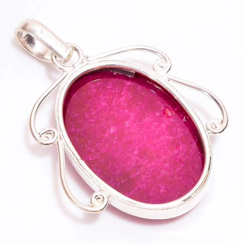 Розовый авантюрин большой драгоценный камень женщин ювелирных изделий ручной работы серебряный кулон 2,1 «PW172 - Изображение 3 из 4