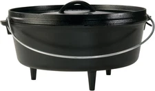 Lodge 12" 6 Qt Cast Iron Camp Dutch Oven with Flanged Lid & Griddle-Ready Design