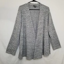 NAIF Medium Gray Long Sleeve Knit Cardigan Stretchy Wrap Closure Size 2X 