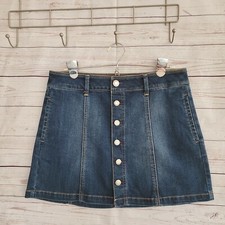 American Eagle Stretch 90s y2k Dark Wash Denim Mini Skirt Button Front Sz 8