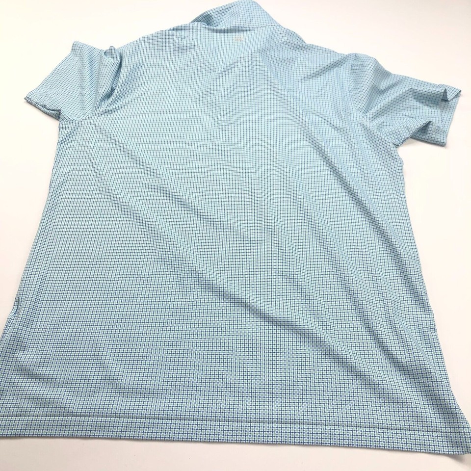 Peter Millar CROWN CRAFTERS Large MINT Blue Golf SS Stretch Button Polo