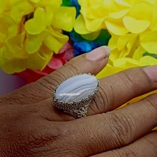 Blue Lace Agate Gemstone Ring, 925 Sterling Silver Handmade Ring, All Size