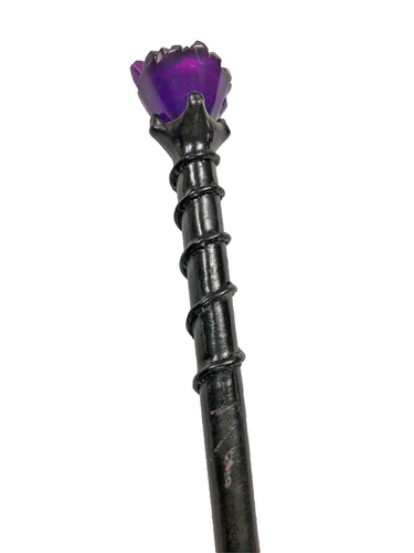 12-in Black Wand Faux Amethyst Crystal Witch Wizard Cosplay Magic Wand - Picture 6 of 16