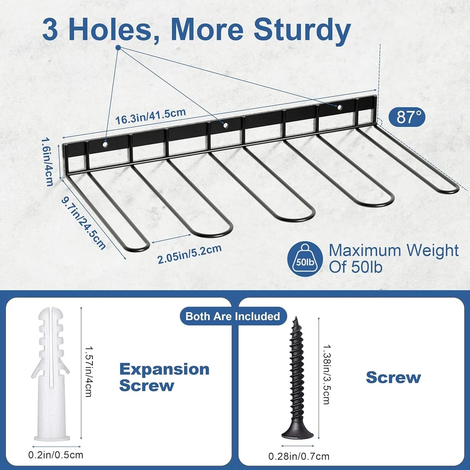 Zapatero colgante de metal resistente montado en la pared para botas altas, vaquero Foto 3 de 4