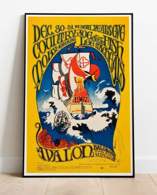 Country Joe & The Fish Moby Grape 1967 Lee Michaels Tour Poster - Live Up To 36''