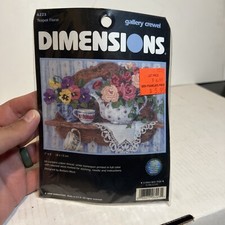 DIMENSIONS GALLERY CREWEL 5" X 7" TEAPOT Roses FLORAL 6223 SEALED