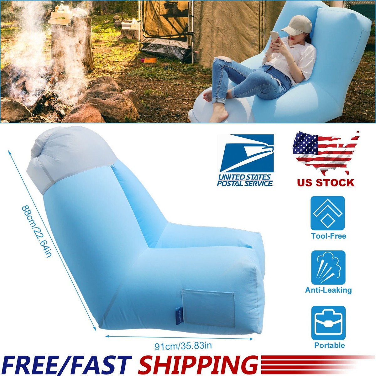 Inflatable Lounger Air Sofa Chair–Camping &Beach Accessories