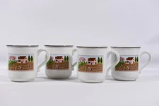 Villeroy & Boch Design Naif 4 Mugs Farm Gardens River Boat Rooster Vitro