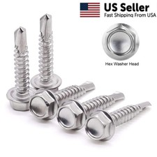  141/4" Hex Washer Head Self Drilling Sheet Metal Tek Screws Stainless Steel