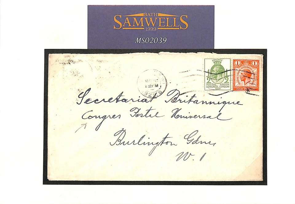 GB Cover 1929 PUC CONGRESS MAIL Universal Postal Union *Secretary* GPO MS2039 - Image 4 of 4