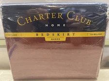 Charter Club Queen Bed Skirt Red   Home Cotton Shimmer Sateen 15" Drop New