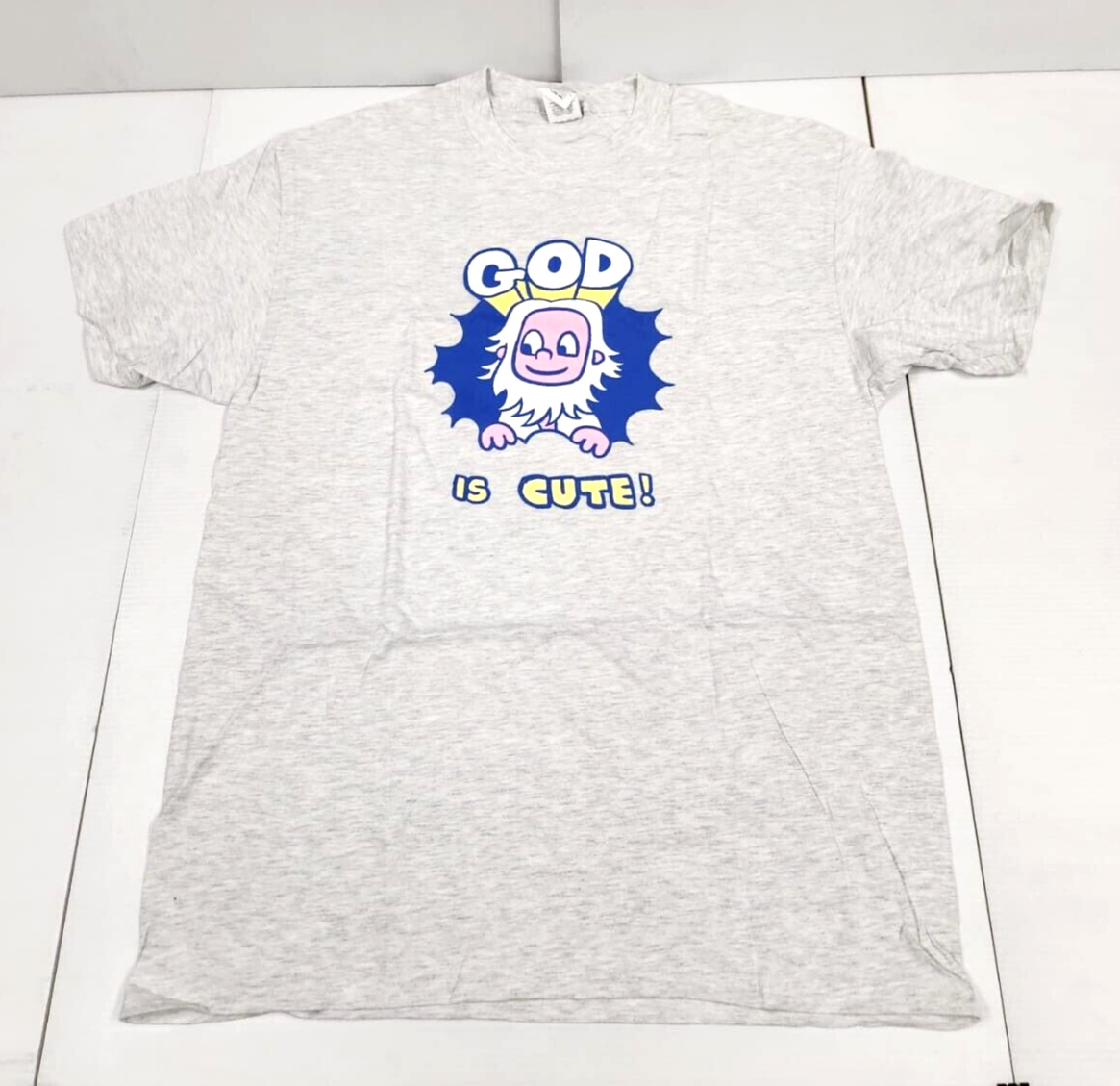 ALTRA Hanes Beefy T Shirt Maglietta Dio è Carino Stampa Grafica ~ Taglia Large