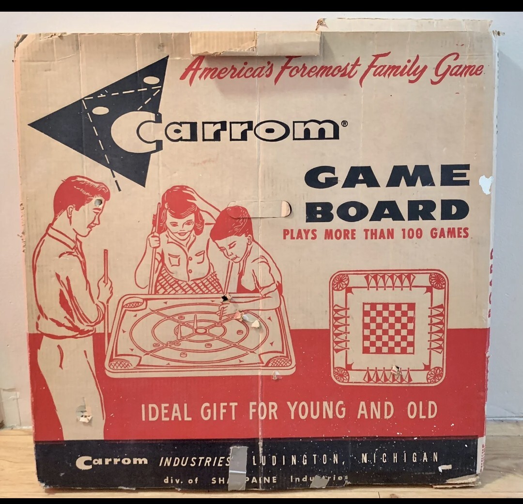 Vintage Genuine Carrom Company Large Wood Game Board Double Sided 25.75