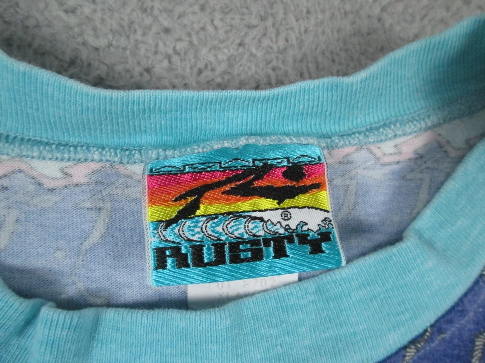 Rusty Surf Shirt Mens XL Blue Purple Vintage Beach Vaporwave Skateboard 90s - Image 4 of 4