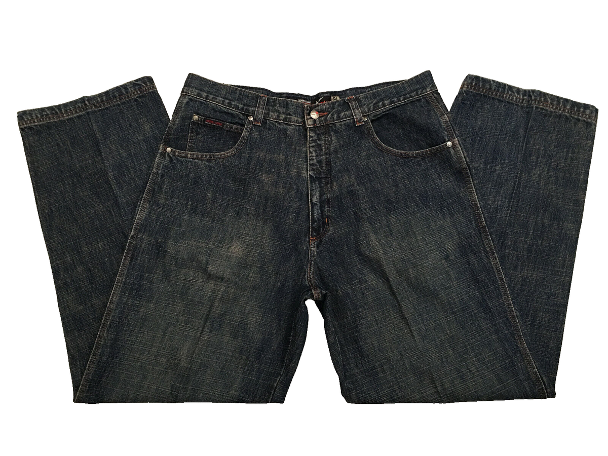 Jordan Craig Men's Blue/Brown Blend Med Wash 5-Pocket Denim Jeans