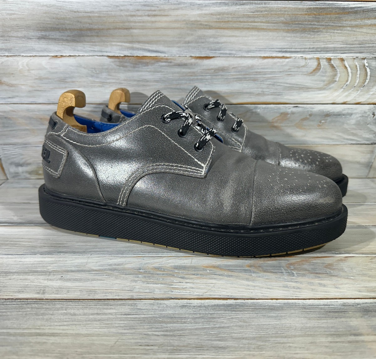 Diesel D-Cage Db Ct Mens Gray Leather Lace Up Cap Toe Oxfords | eBay