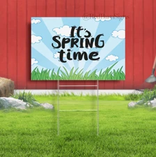 It's Spring Time Indoor Outdoor Yard Signs with Metal Stakes
