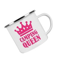 "Emaille-Tasse \" Camping - Queen \""