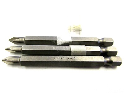 NEW! LOT OF (3) TASK 3'' #1 PHILLIPS STEEL HEX SHANK SCREWDRIVER BITS #T68031 PH1