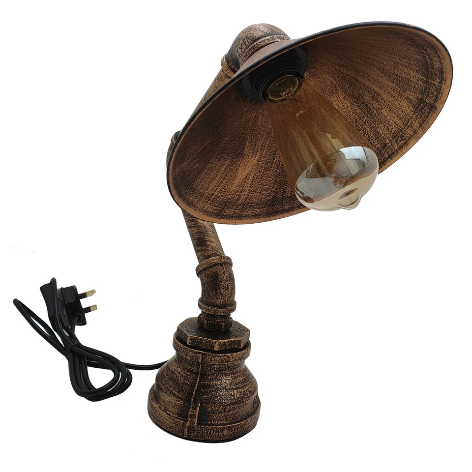 Vintage Industrial Rustic Retro Style Pipe Light Steampunk Table Lamp light NEW Foto 2 de 4