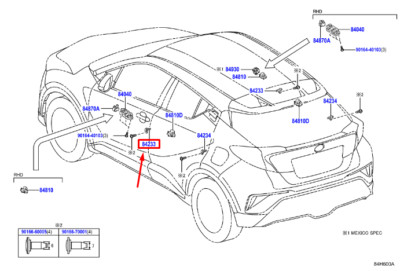 Toyota C-HR MK1 Höflichkeitsscheinwerferschalter vorne 842310D030 NEU ORIGINAL