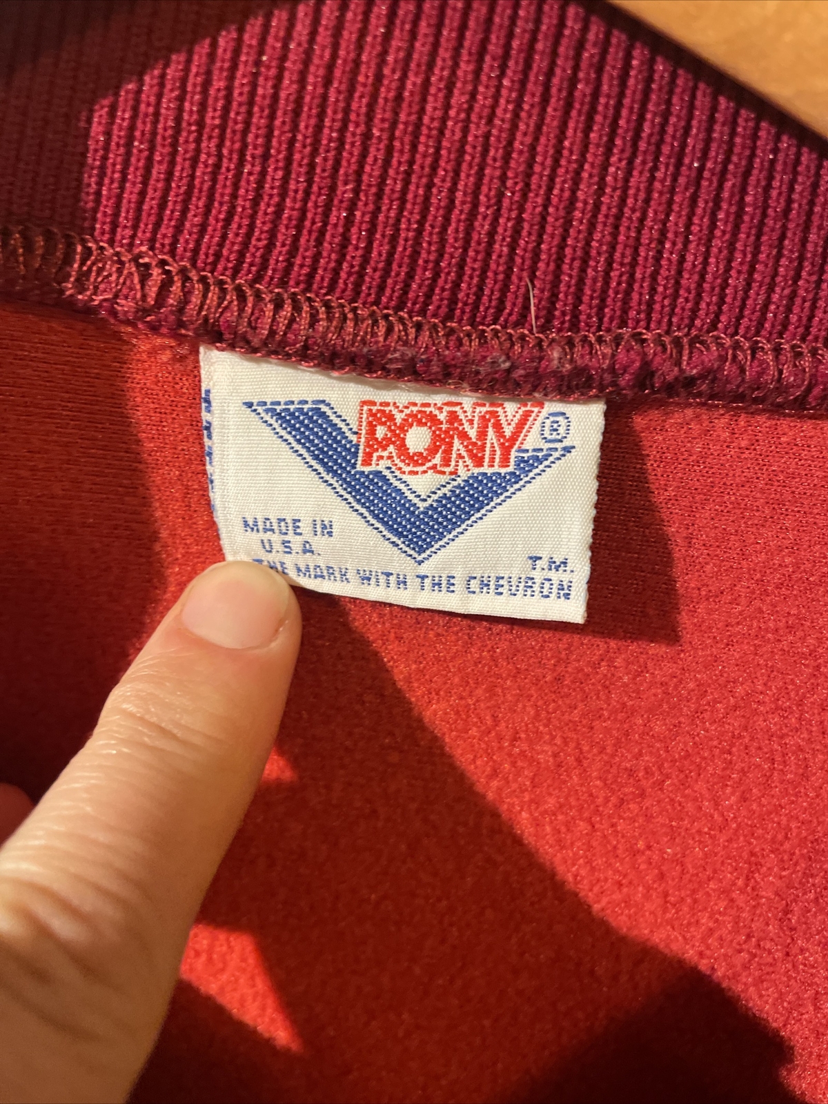 Tuta Pony vintage anni 90 zip pista rossa nera bianca giacca made in USA taglia L
