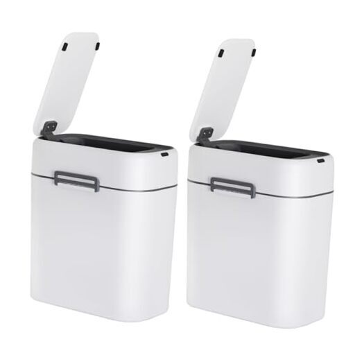 .Gallon Trash Can with Lid, Bathroom Small Trash Can Touchless Automatic 2