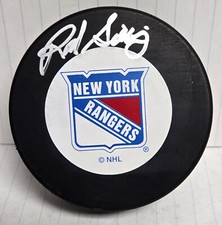 Rod Seiling autographed Hockey Puck (New York Rangers) with display cube COA
