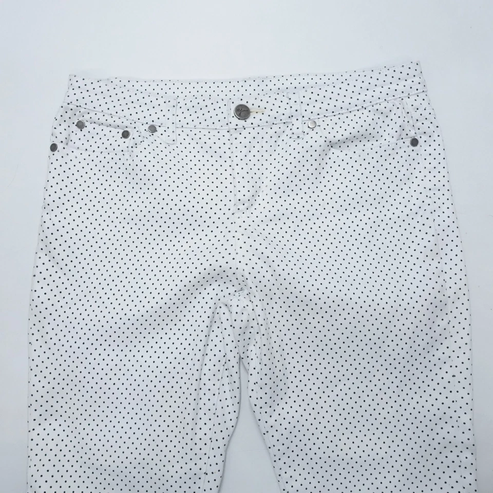 Pantalones de mezclilla Andrea Jovine para mujer 8 blancos a lunares elásticos pierna recta clásicos Foto 3 de 4