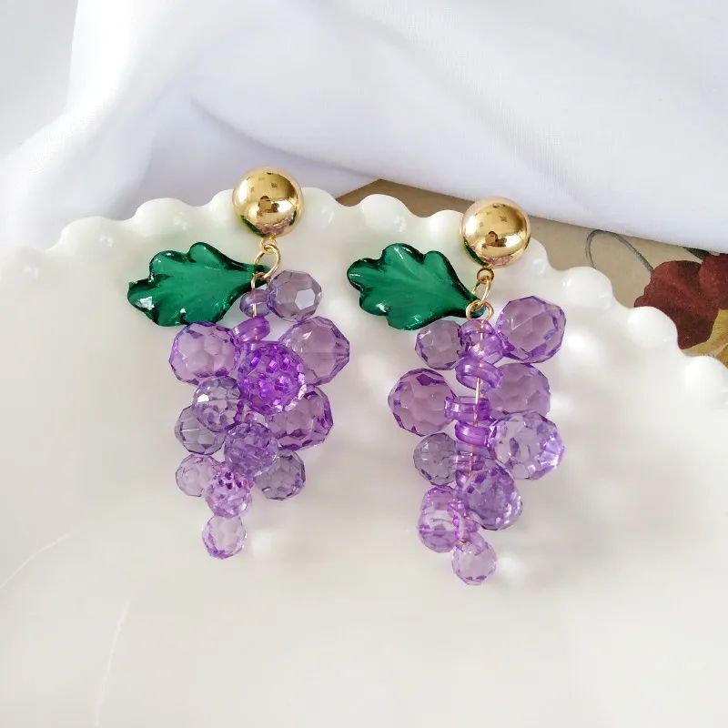 Purple Beads Drop Earring - Geometric Lovely Design Woman Earrings Accessories