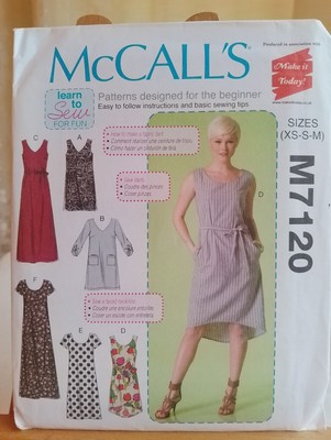 McCalls M7120 Schnittmuster - Damen Kleider Gr. XS - M - Nähen lernen