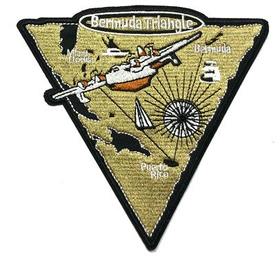 Bermuda Triangle Patch Embroidered Hook Loop Applique Mystery Cryptids Aliens