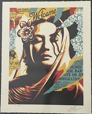 Shepard Fairey Welcome Visitors Letterpress print S/N poster obey giant mint