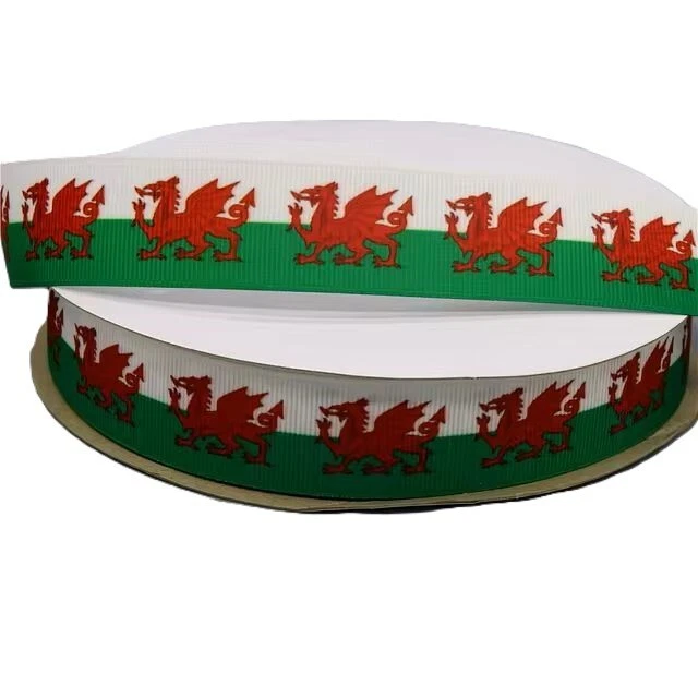 Wales Welsh Flag Grosgrain Ribbon 10/16mm wide 1m, 2m or 5m lengths