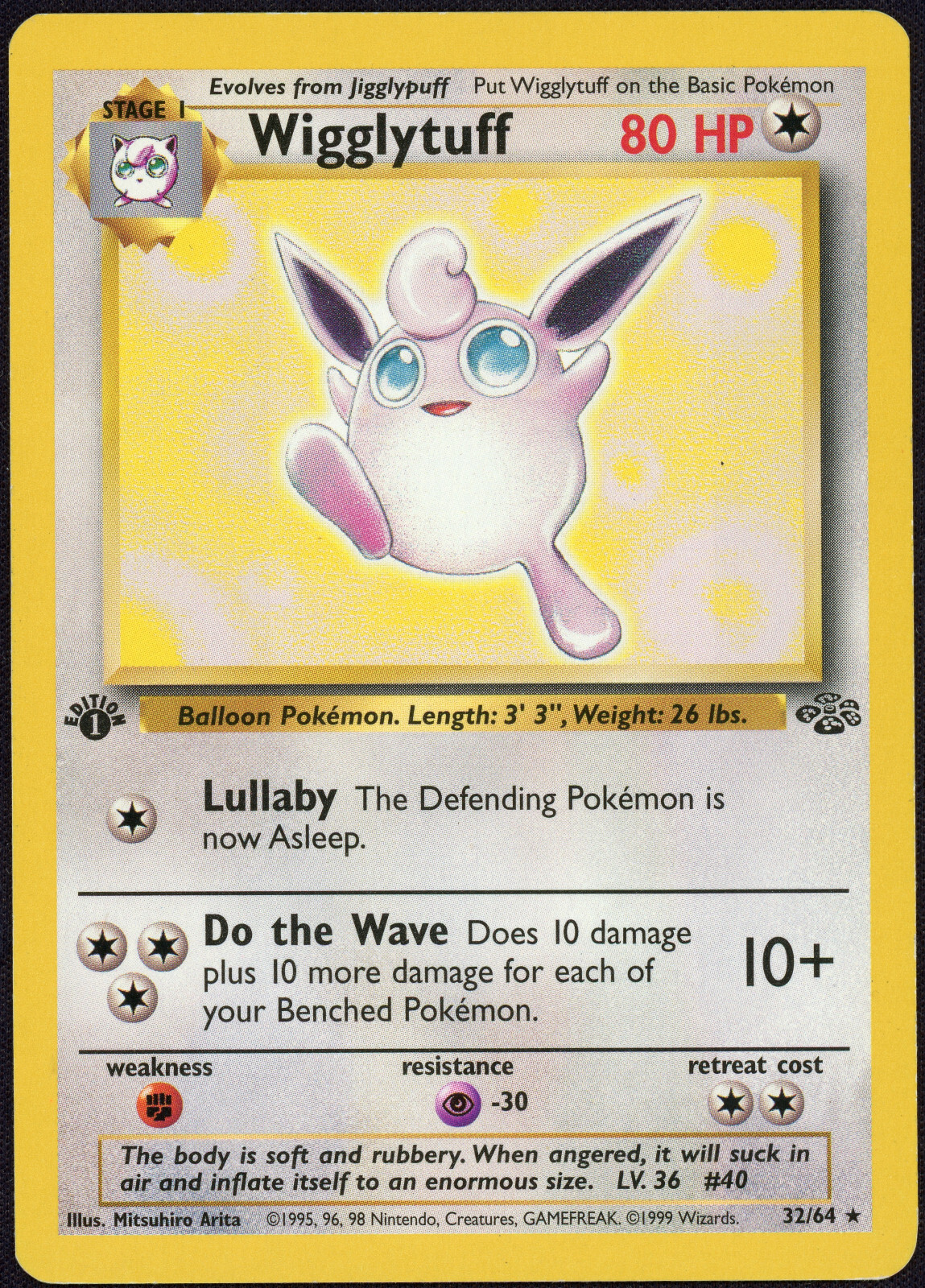 Wigglytuff 32/64 Jungle Regular 1st Edition Pokemon Card LP TCG WOTC Rare Card