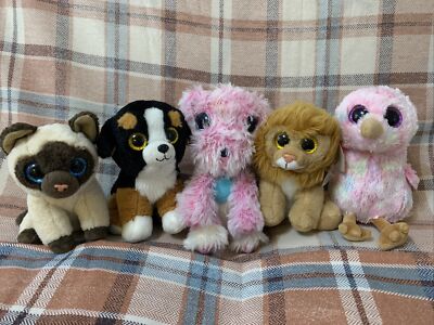 5x verschiedene Marken Ty Beanie Plüschtier Kuscheltier 6 Zoll 15 cm süß große Augen Geschenkpaket X1