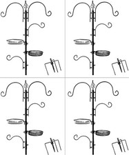4 Pack Deluxe Bird Feeding Station Metal Deck Pole Wild Bird Feeder Stand Kit