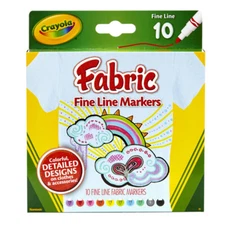 Crayola Fabric Markers, Fine Line, 10 Count