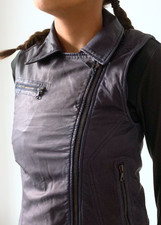 Drome Leather Gilet Jacket Sleeveless Leather Navy Xs
