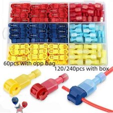 Quick Splice T-Tap Insulated Crimp Terminals Kit Spade Wire Connectors 60/240Pcs