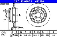 2Er Set Bremsscheiben ATE 24.0112-0180.1 Volvo 30769058